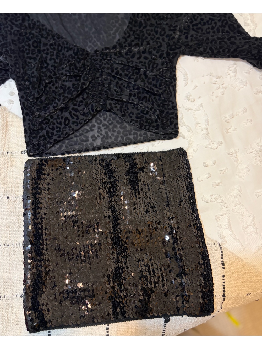 Black sequence mini skirt